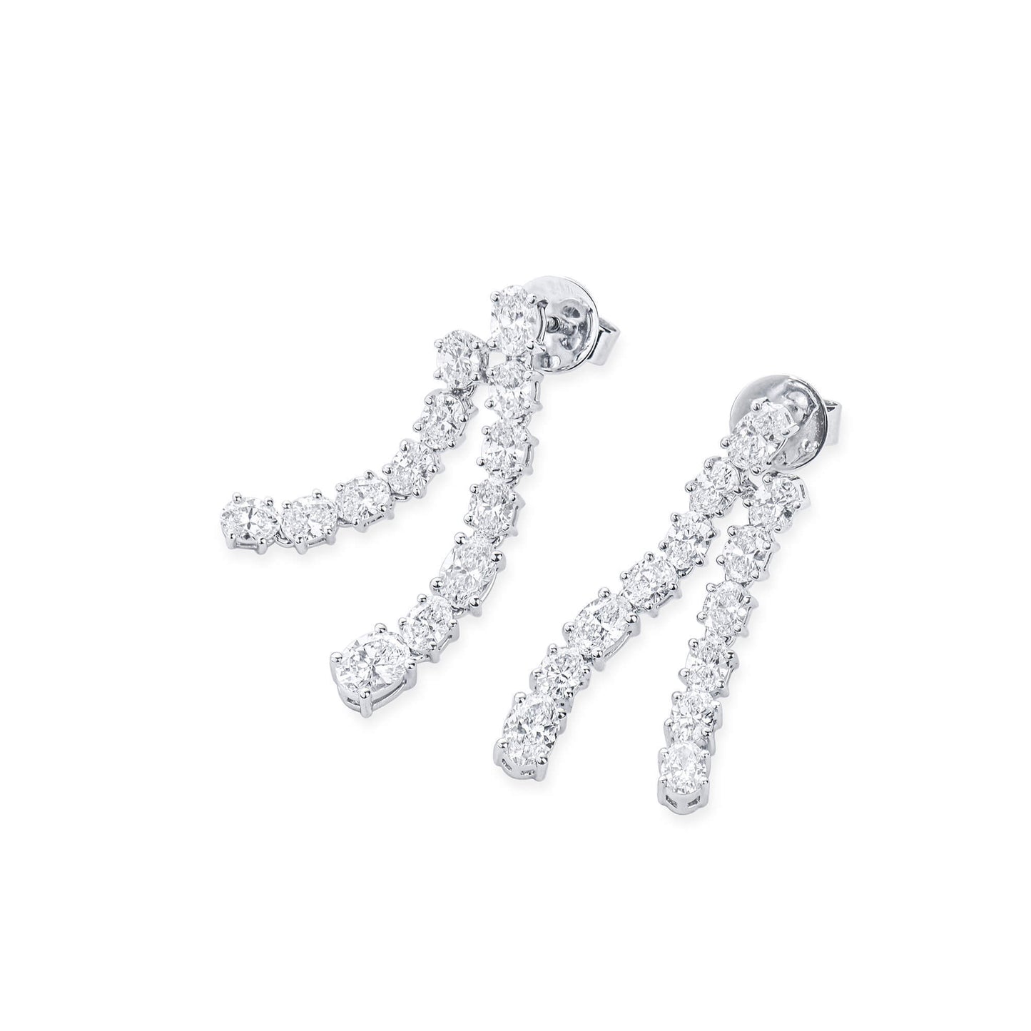 18K White Gold Statement Earrings With 2.81 TCW Oval Shape Natural Diamond, EG_LAB Certified