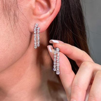 18K White Gold Statement Earrings With 2.81 TCW Oval Shape Natural Diamond, EG_LAB Certified