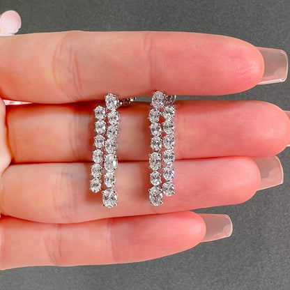18K White Gold Statement Earrings With 2.81 TCW Oval Shape Natural Diamond, EG_LAB Certified