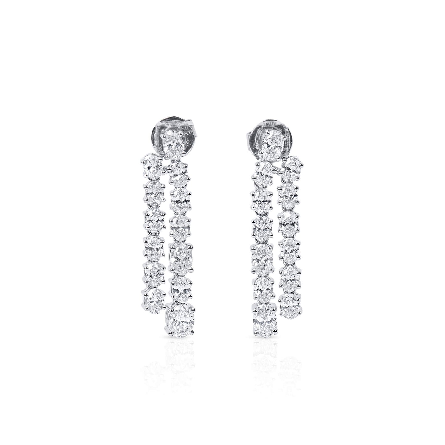 18K White Gold Statement Earrings With 2.81 TCW Oval Shape Natural Diamond, EG_LAB Certified