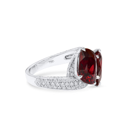 18K White Gold Statement Ring With 10.36 TCW Cushion Shape Natural Spinel, GRS Certified