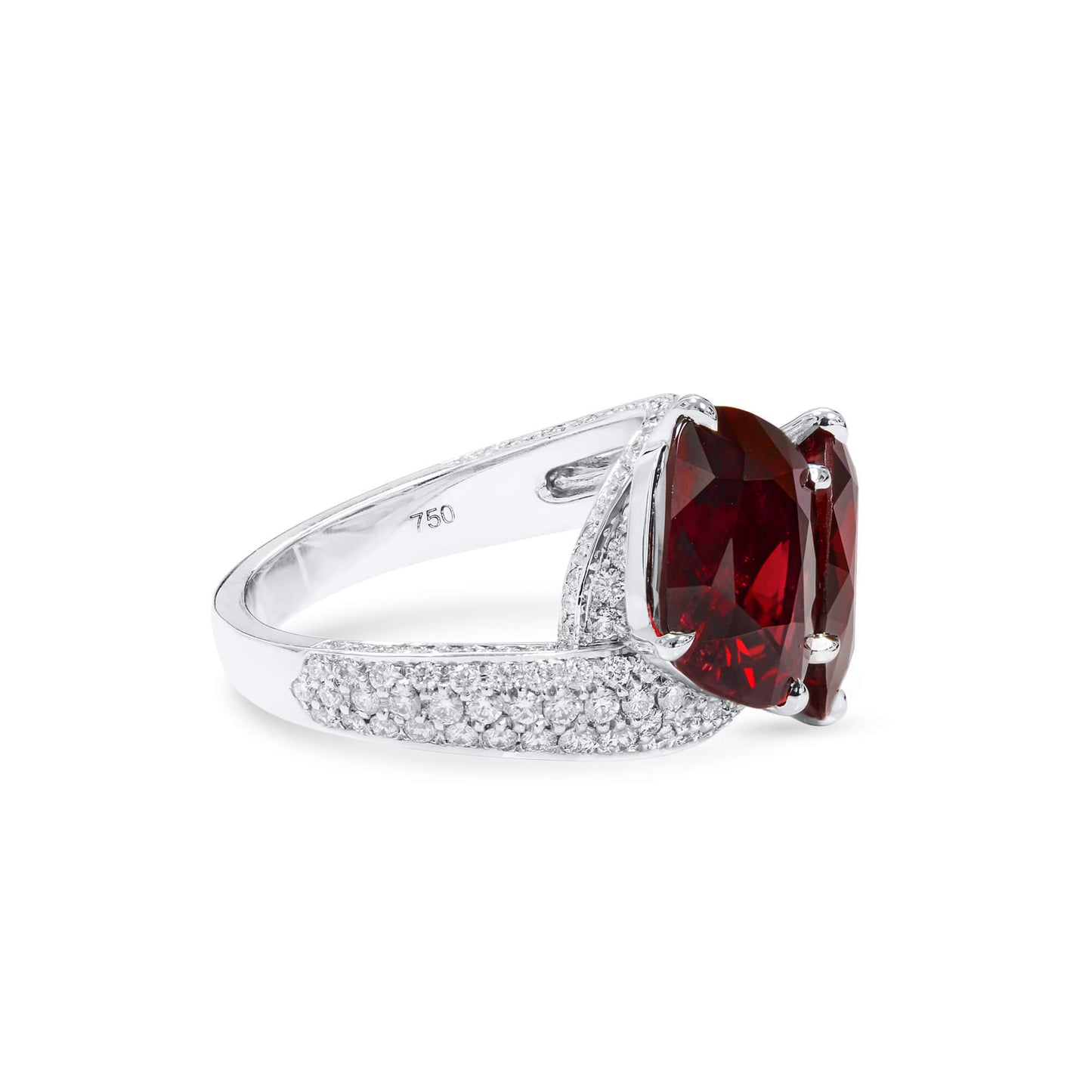 18K White Gold Statement Ring With 10.36 TCW Cushion Shape Natural Spinel, GRS Certified