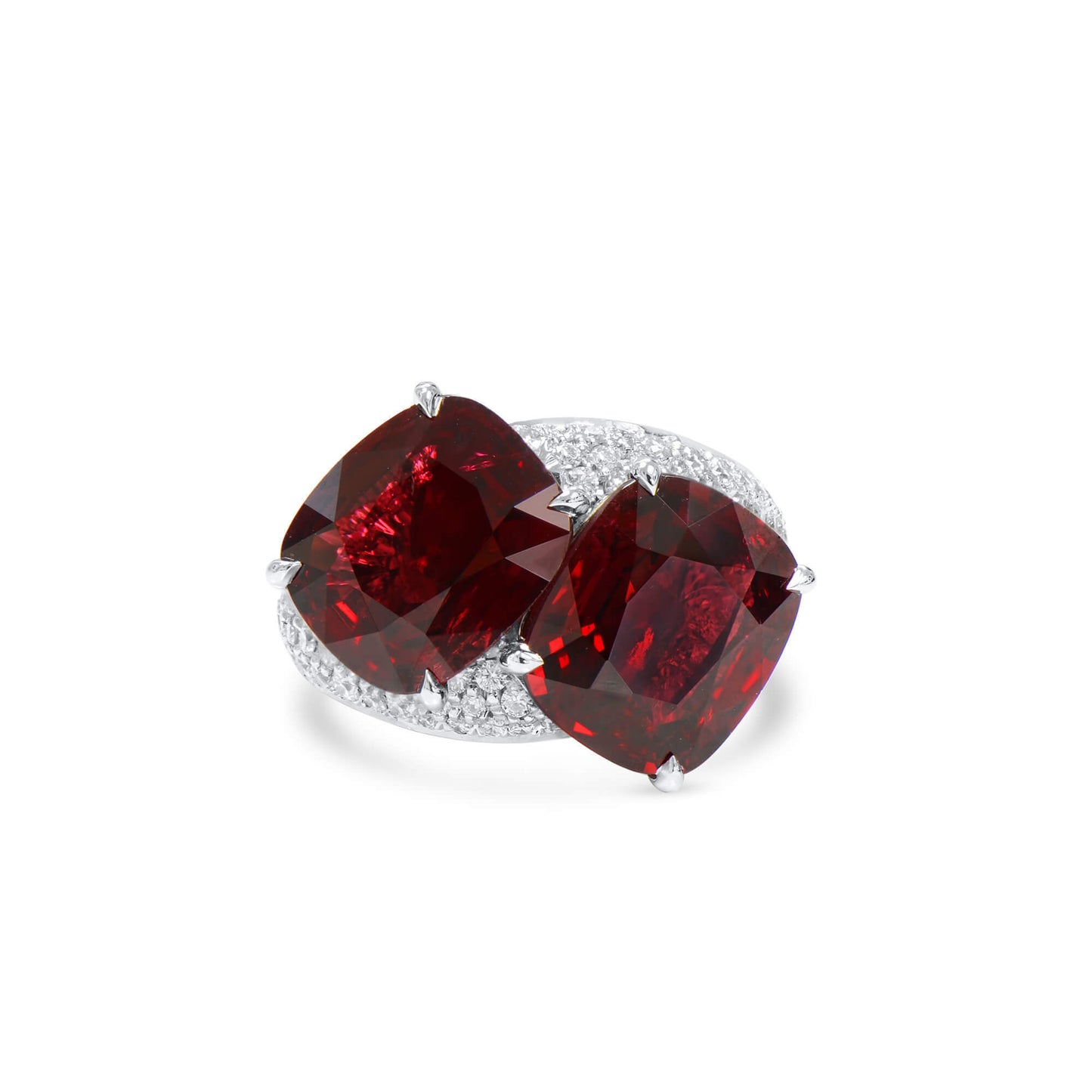 18K White Gold Statement Ring With 10.36 TCW Cushion Shape Natural Spinel, GRS Certified