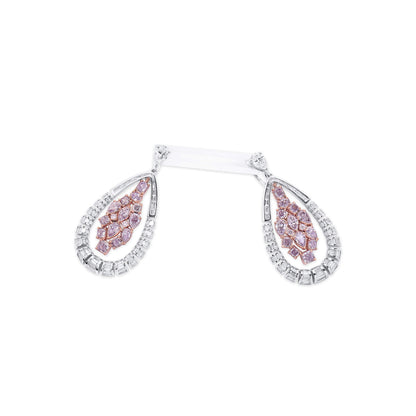 18K White & Rose Gold Statement Earrings With 3.11 TCW Pink Mix Shape Natural Diamond, EG_LAB Certified