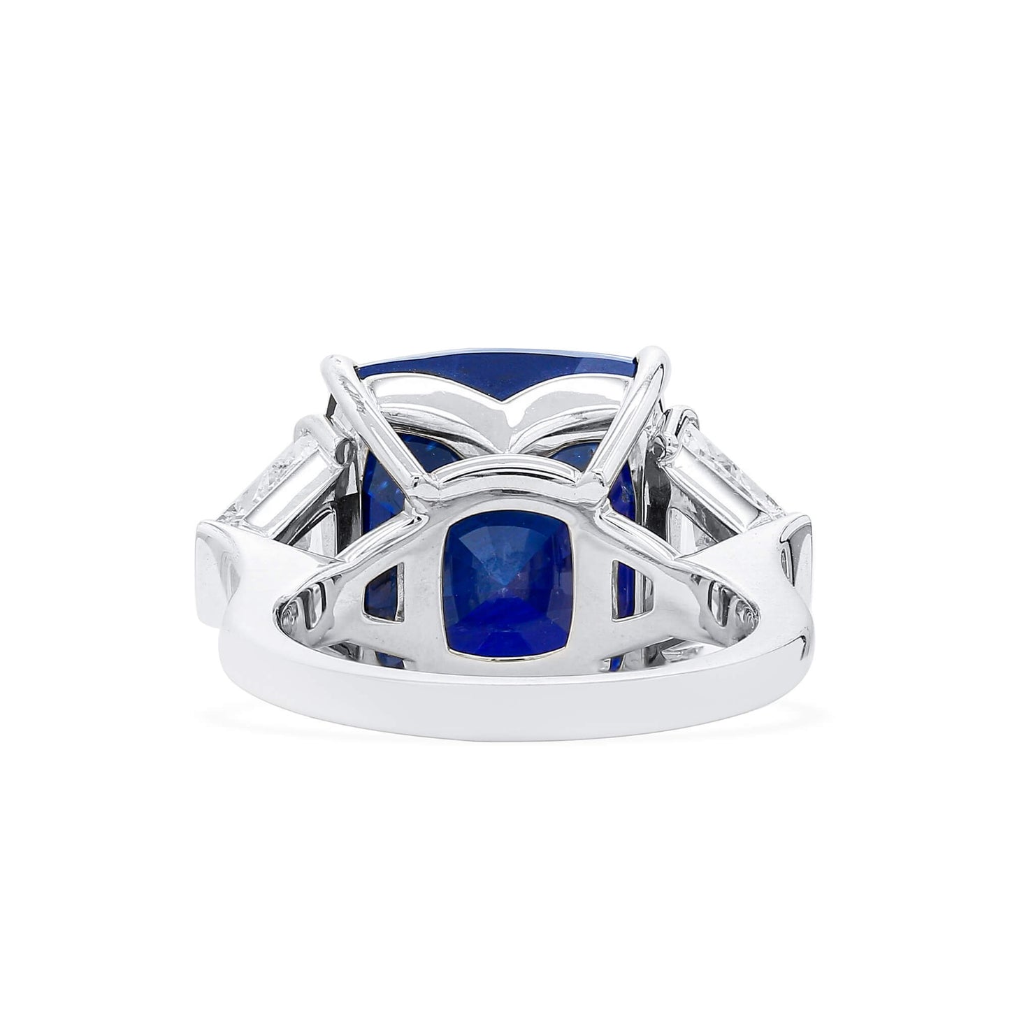 18K White Gold Statement Ring With 18.71 TCW Cushion Shape Natural Sapphire, SSEF Certified