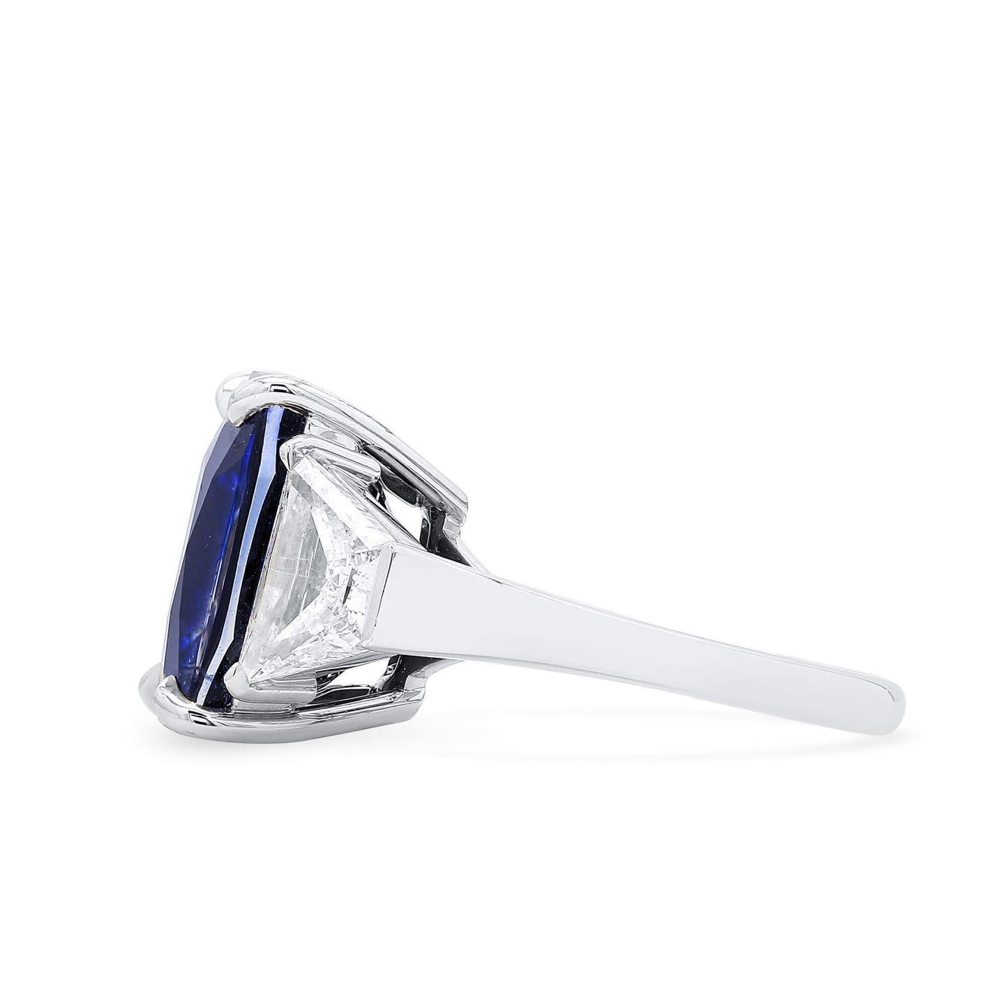 18K White Gold Statement Ring With 18.71 TCW Cushion Shape Natural Sapphire, SSEF Certified