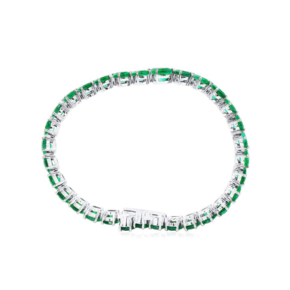 18K White Gold Statement Bracelet With 21.23 TCW Pear Shape Natural Emerald, GRS Certified