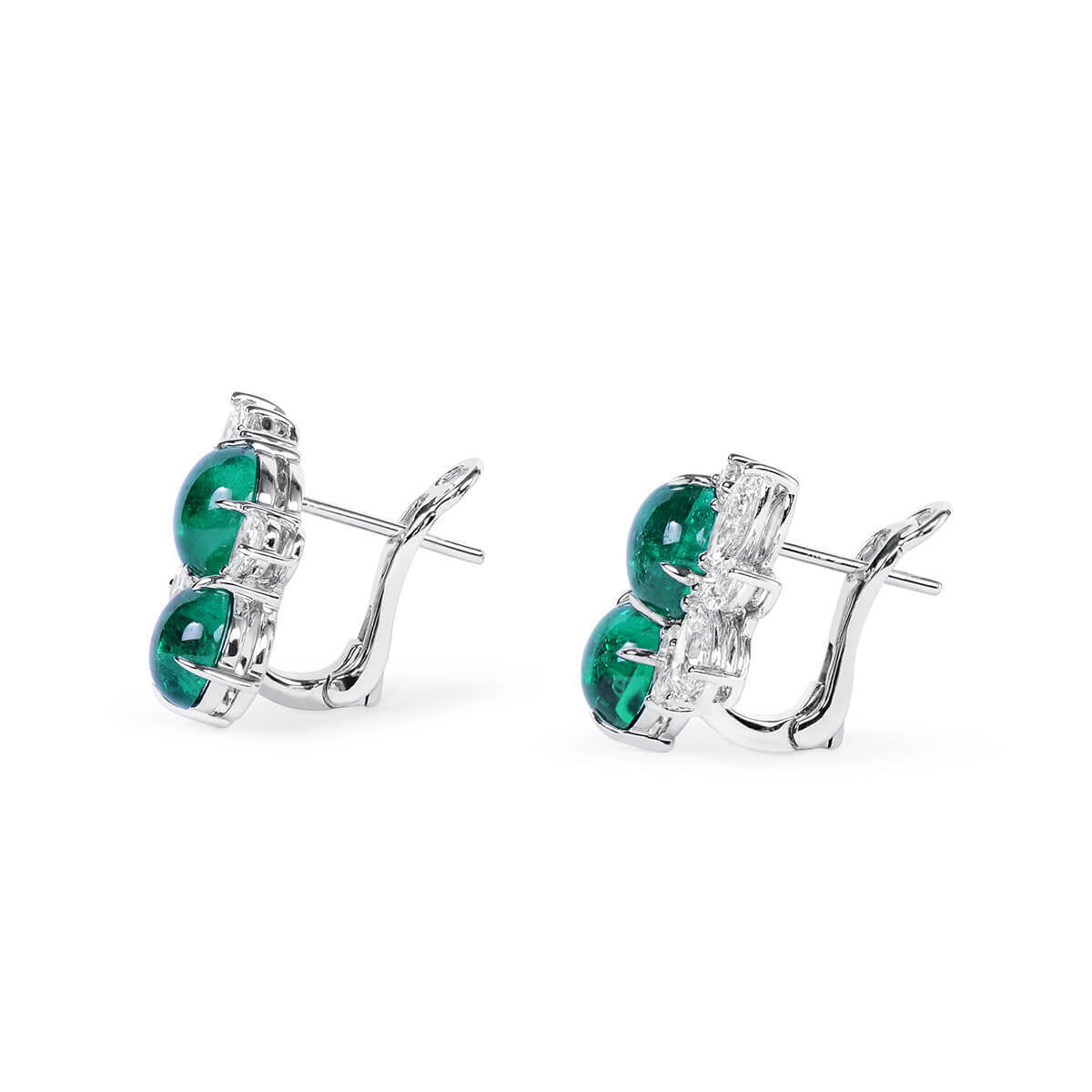 No Metal Statement Earrings With 4.20 TCW Round Shape Natural Emerald, GRS Certified