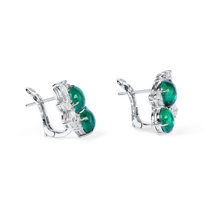 No Metal Statement Earrings With 4.20 TCW Round Shape Natural Emerald, GRS Certified