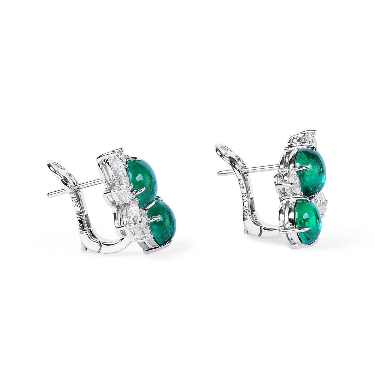 No Metal Statement Earrings With 4.20 TCW Round Shape Natural Emerald, GRS Certified