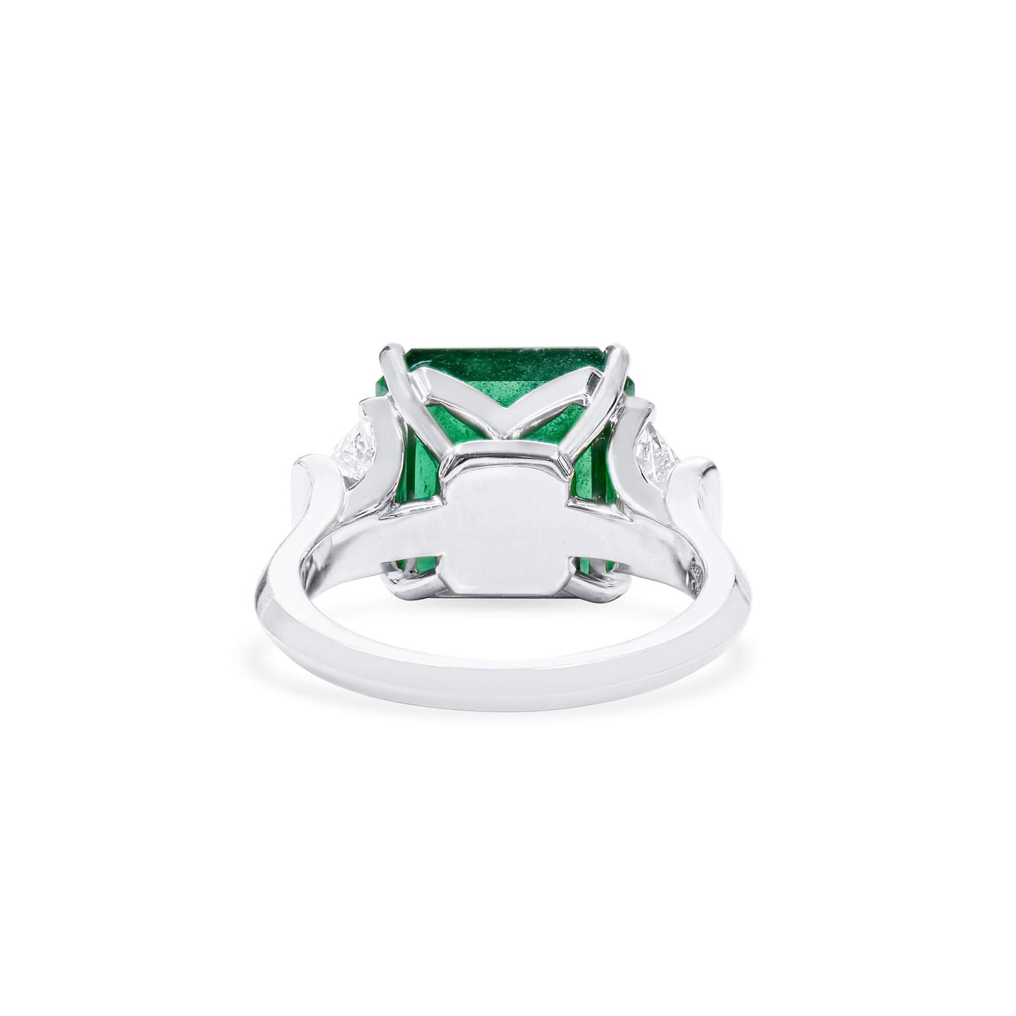 18K White Gold Statement Ring With 7.54 TCW Radiant Shape Natural Emerald, GRS Certified