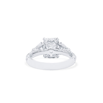 18K White Gold Statement Ring With 2.01 TCW Emerald Shape Natural Diamond, GIA Certified