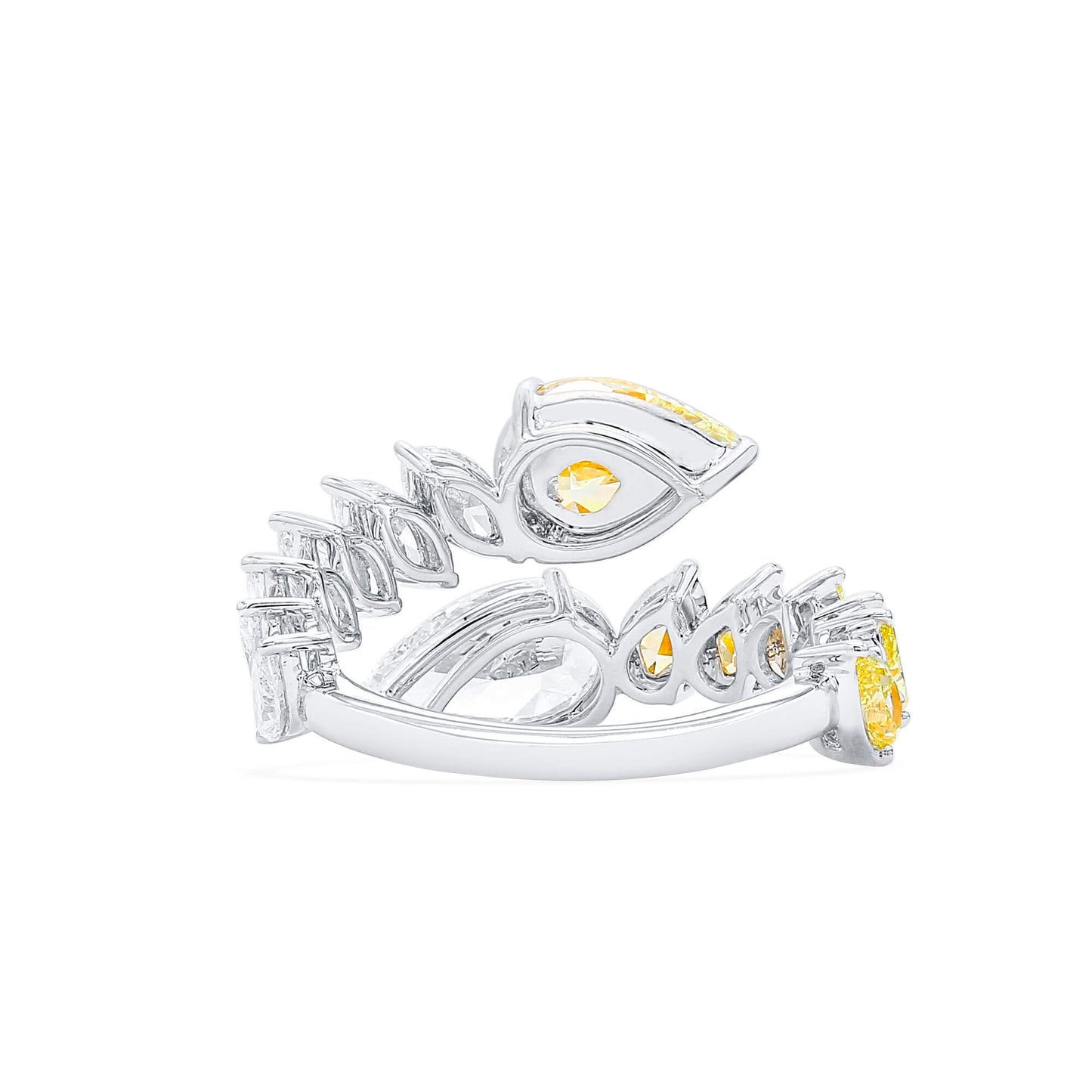 18K White & Yellow Gold Statement Ring With 2.62 TCW Multicolor Mix Shape Natural Diamond, GIA Certified