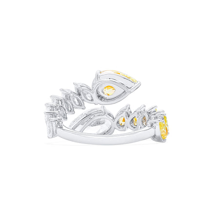 18K White & Yellow Gold Statement Ring With 2.62 TCW Multicolor Mix Shape Natural Diamond, GIA Certified