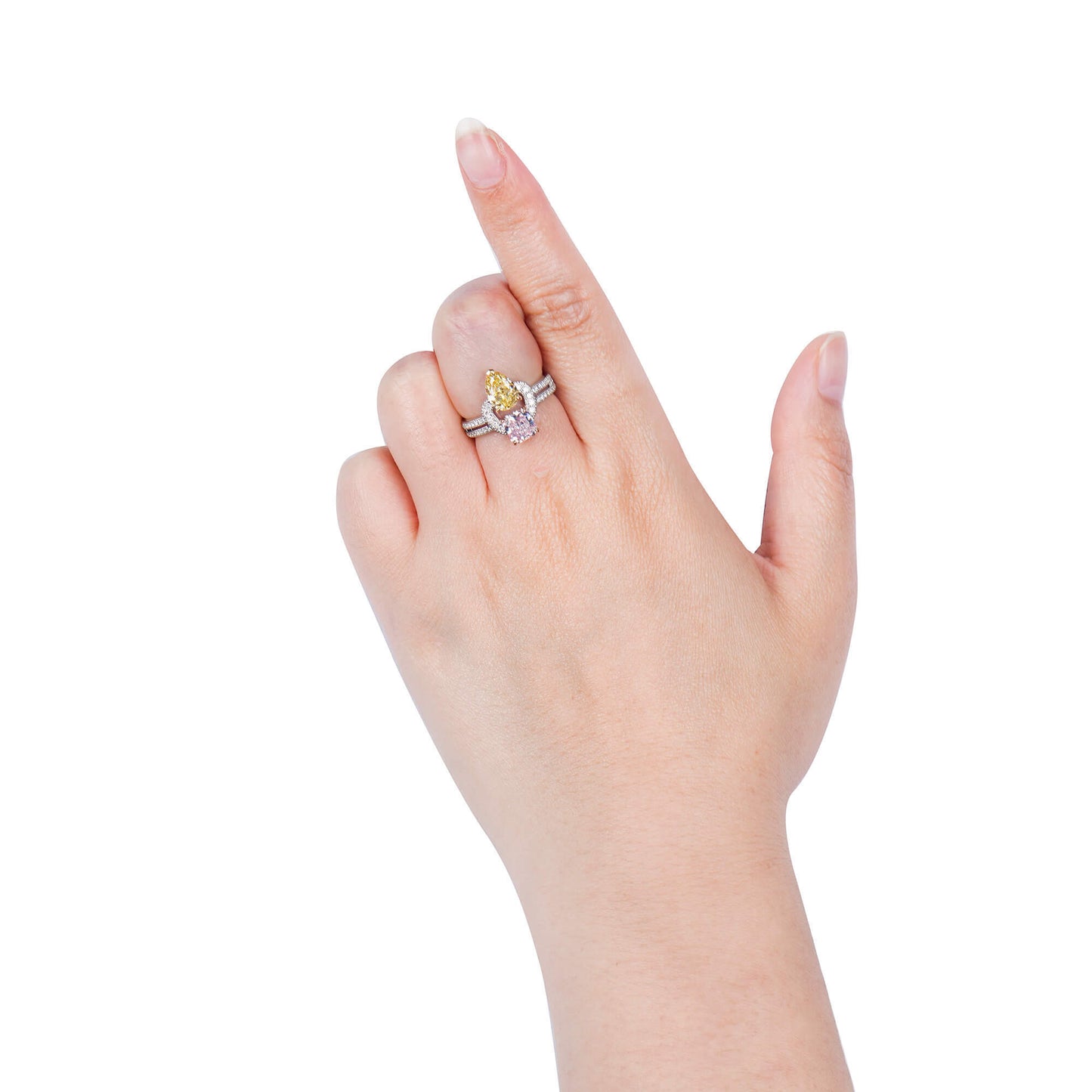 18K White Gold Statement Ring With 2.34 TCW Brown Mix Shape Natural Diamond, GIA Certified