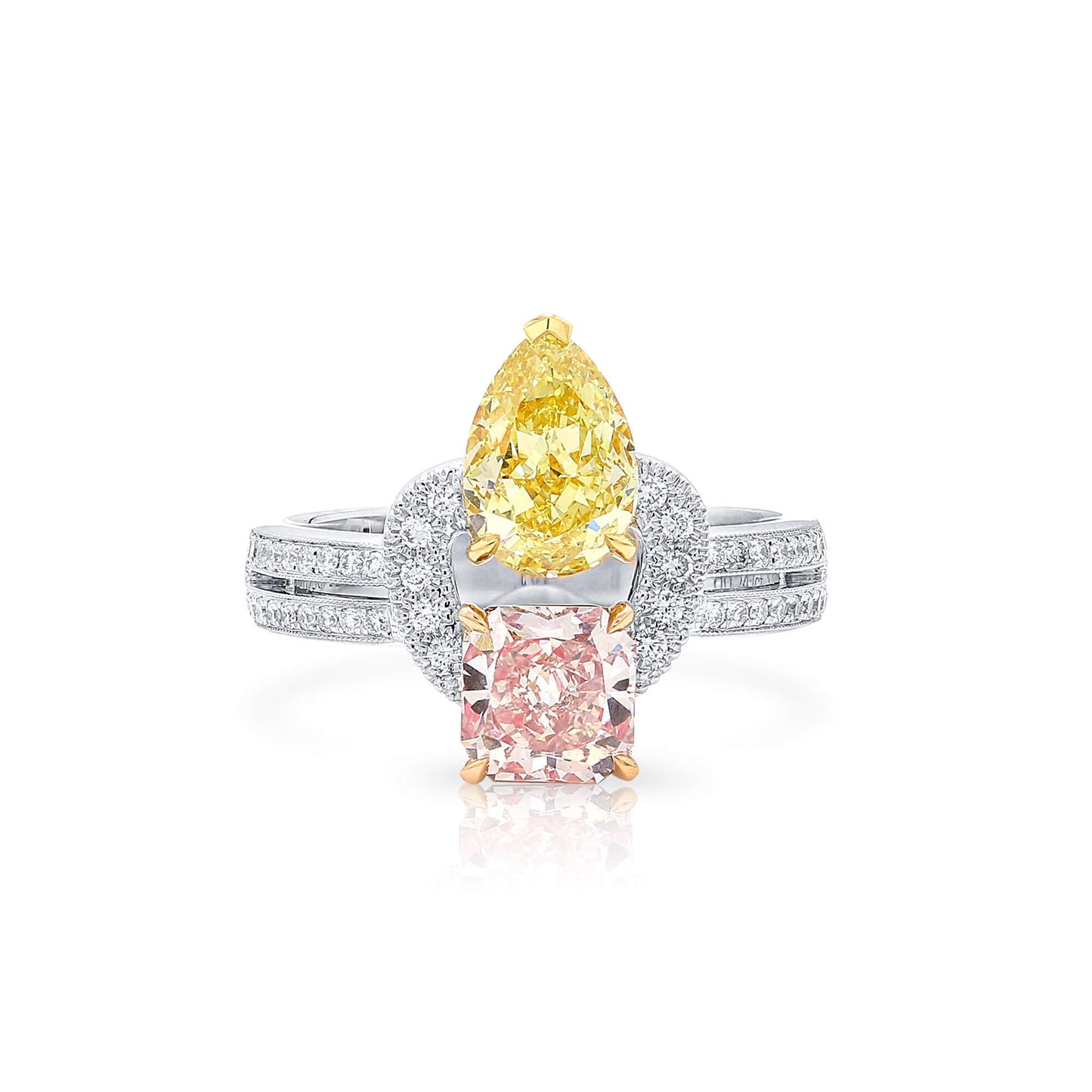 18K White Gold Statement Ring With 2.34 TCW Brown Mix Shape Natural Diamond, GIA Certified