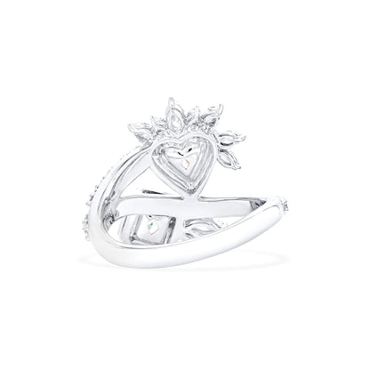 18K White Gold Statement Ring With 1.15 TCW Green Mix Shape Natural Diamond, GIA Certified