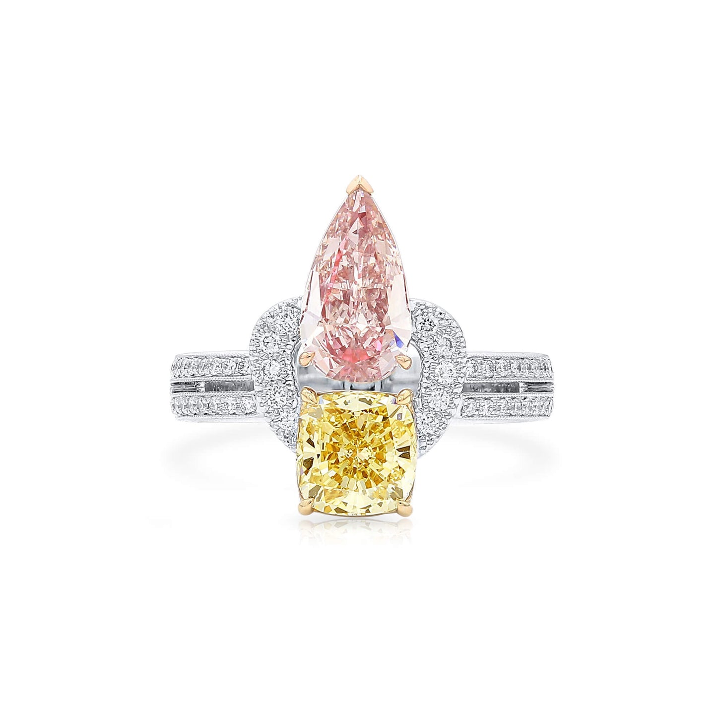 18K White Gold Statement Ring With 2.33 TCW Brown Mix Shape Natural Diamond, GIA Certified