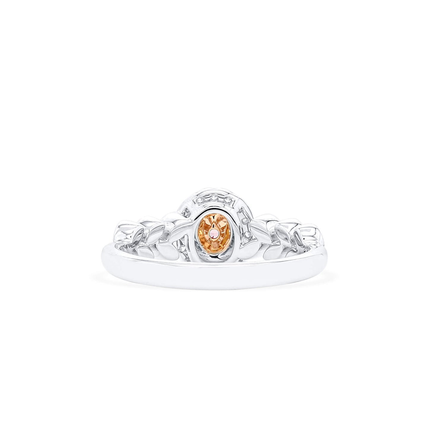 18K White & Rose Gold Statement Ring With 0.14 TCW Pink Oval Shape Natural Diamond, GIA Certified