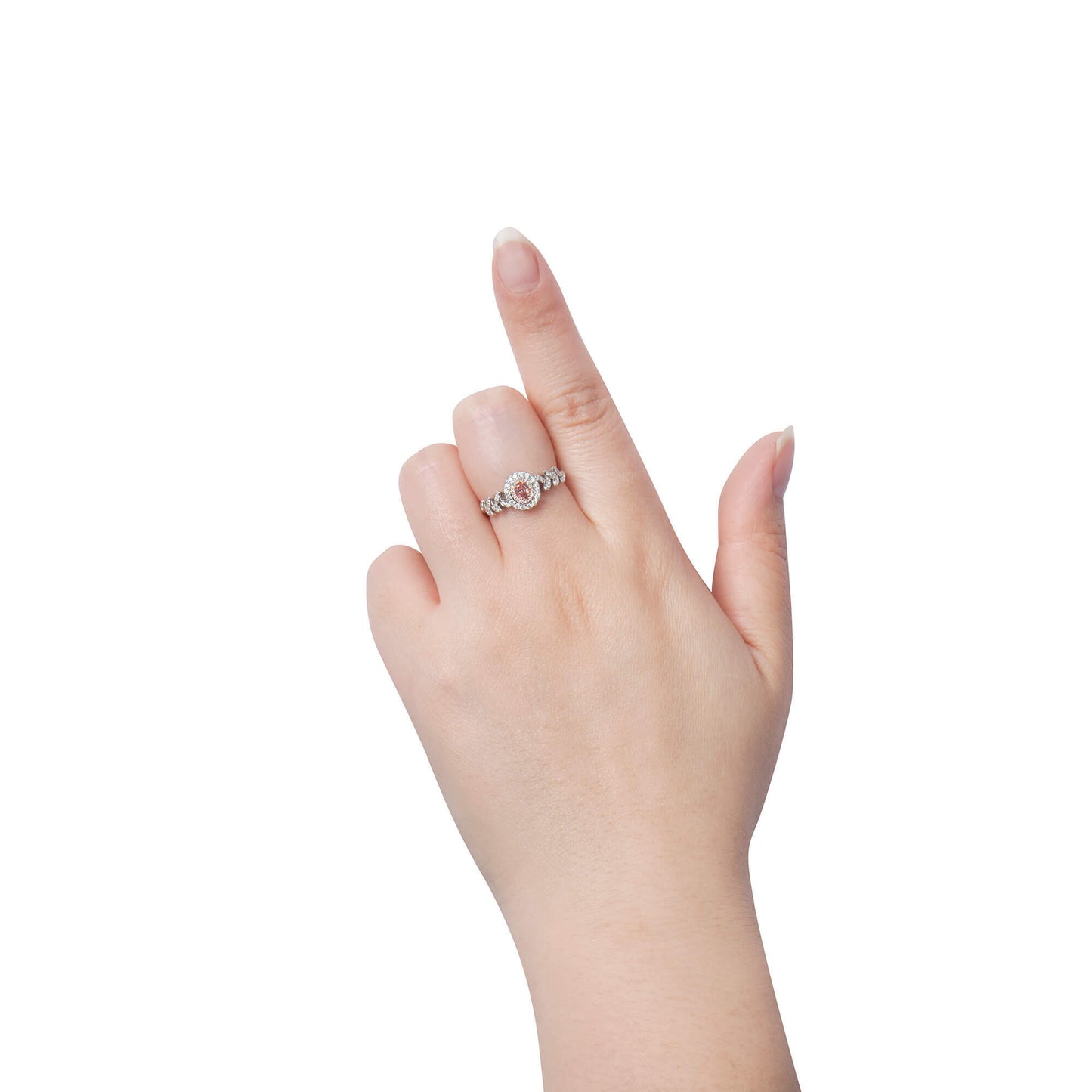 18K White & Rose Gold Statement Ring With 0.14 TCW Pink Oval Shape Natural Diamond, GIA Certified