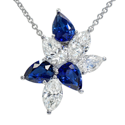 18K White Gold Statement Pendant With 2.49 TCW Blue Pear Shape Natural Sapphire, GIA Certified