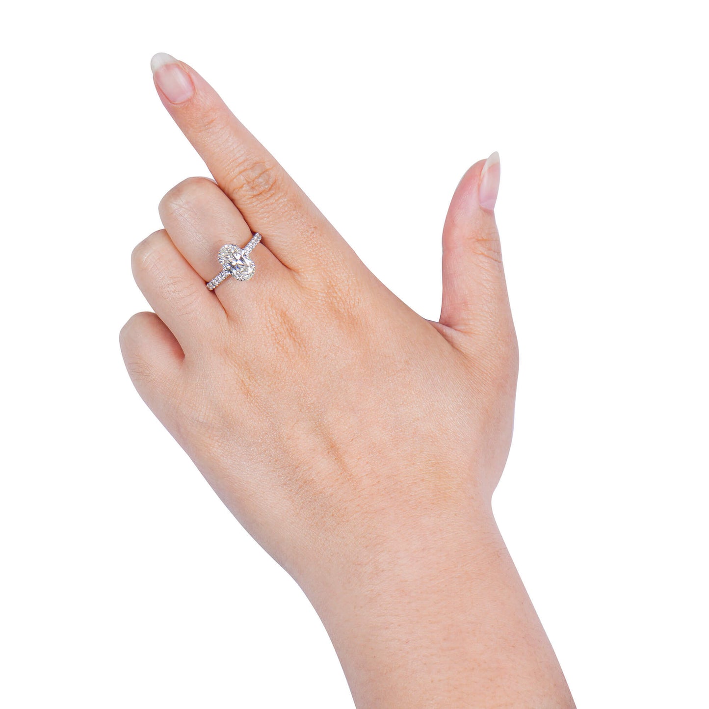 18K White Gold Statement Ring With 2.21 TCW Oval Shape Natural Diamond, GIA Certified