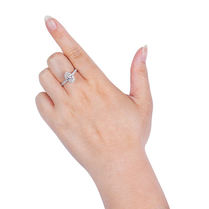 18K White Gold Statement Ring With 2.21 TCW Oval Shape Natural Diamond, GIA Certified