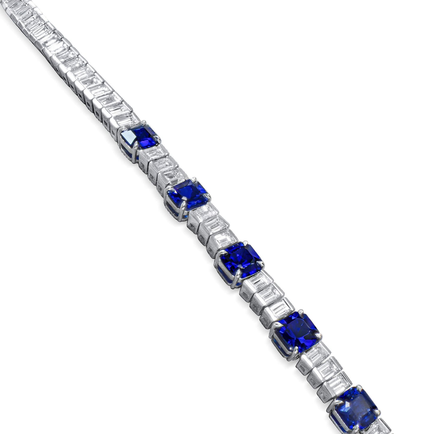 18K White Gold Statement Necklace With 22.44 TCW Other Shape Natural Sapphire, GRS Certified