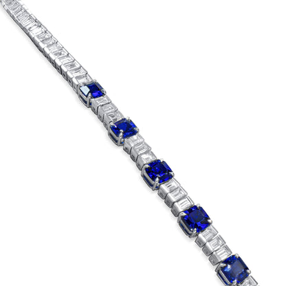 18K White Gold Statement Necklace With 22.44 TCW Other Shape Natural Sapphire, GRS Certified