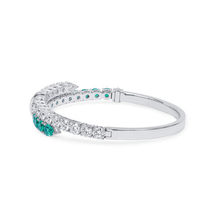 18K White Gold Statement Bracelet With 3.18 TCW Mix Shape Natural Emerald, GIA Certified