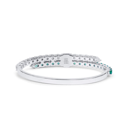 18K White Gold Statement Bracelet With 3.18 TCW Mix Shape Natural Emerald, GIA Certified