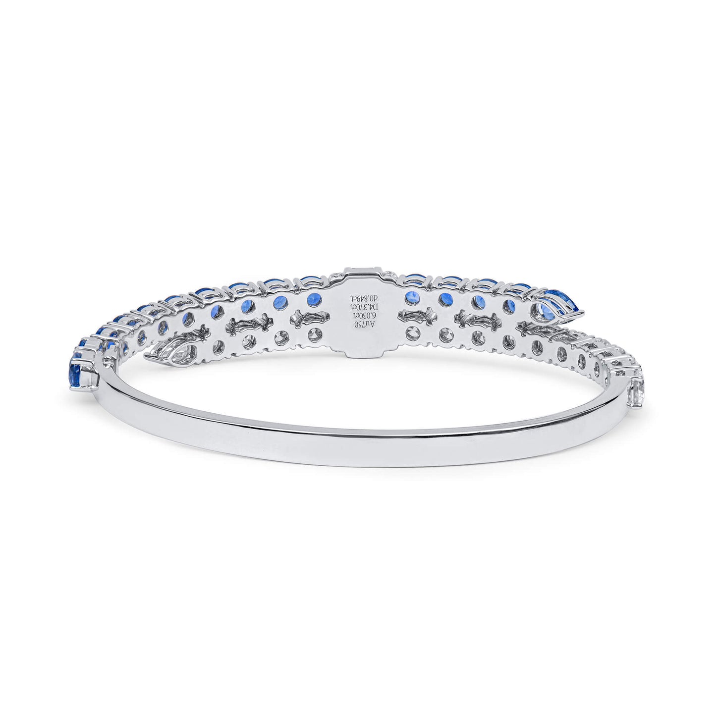 18K White Gold Statement Bracelet With 6.03 TCW Mix Shape Natural Sapphire, GIA Certified