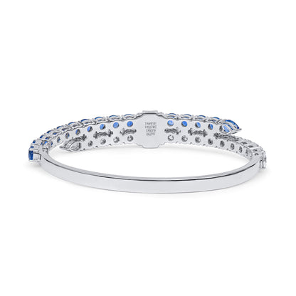 18K White Gold Statement Bracelet With 6.03 TCW Mix Shape Natural Sapphire, GIA Certified