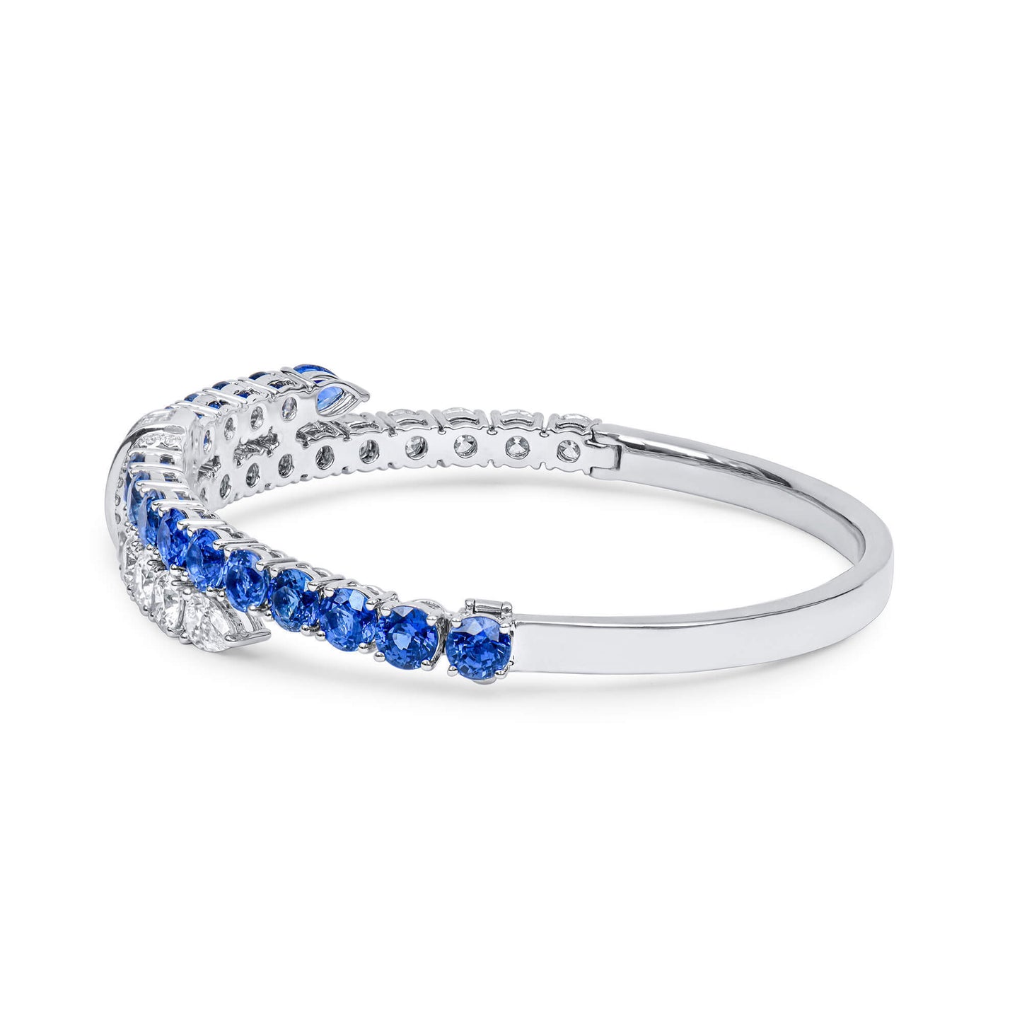 18K White Gold Statement Bracelet With 6.03 TCW Mix Shape Natural Sapphire, GIA Certified