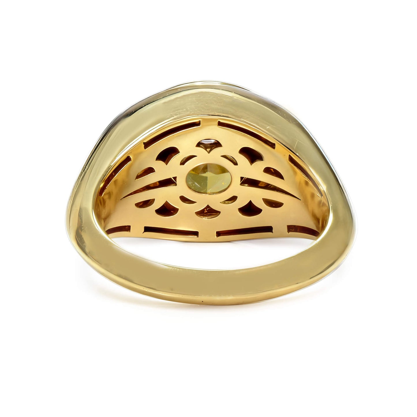 18K White & Yellow Gold Statement Ring With 7.23 TCW Yellow Oval Shape Natural Diamond, GIA Certified