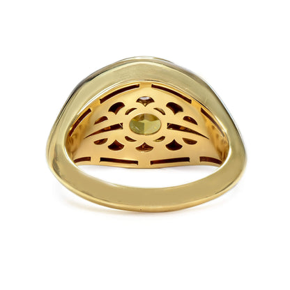 18K White & Yellow Gold Statement Ring With 7.23 TCW Yellow Oval Shape Natural Diamond, GIA Certified