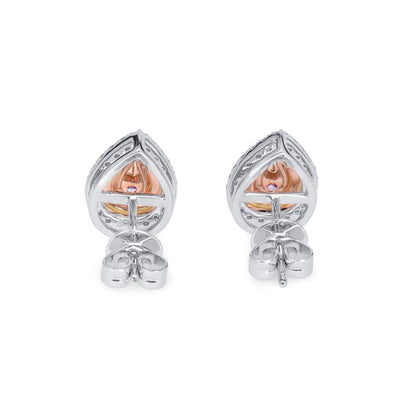 18K White & Rose Gold Statement Earrings With 0.61 TCW Pink Pear Shape Natural Diamond, GIA Certified