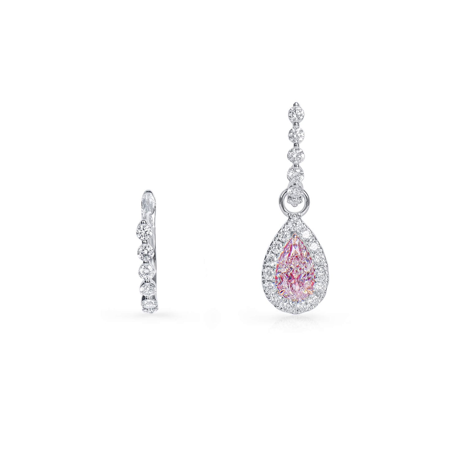 18K White & Rose Gold Statement Earrings With 1.06 TCW Pink Pear Shape Natural Diamond, GIA Certified