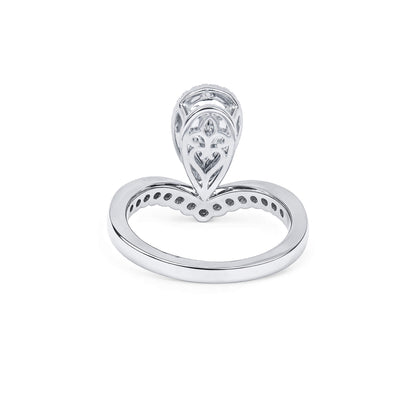 18K White Gold Statement Ring With 1.14 TCW Green Pear Shape Natural Diamond, GIA Certified