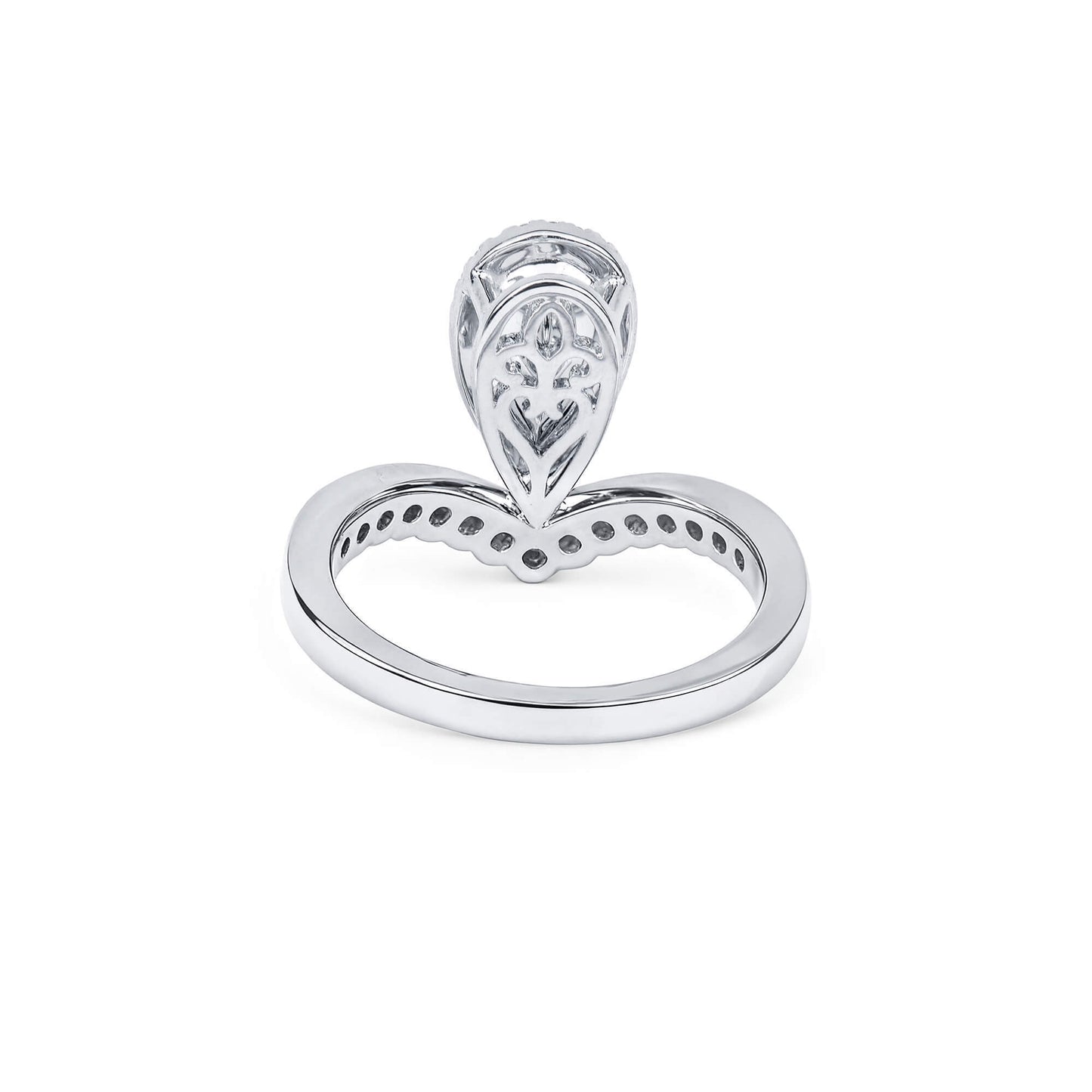 18K White Gold Statement Ring With 1.14 TCW Green Pear Shape Natural Diamond, GIA Certified