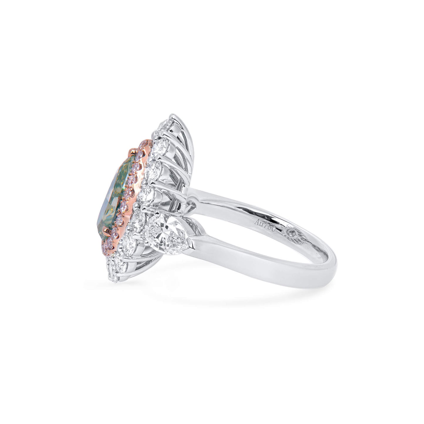 18K White Gold Statement Ring With 2.00 TCW Yellow Pear Shape Natural Diamond, GIA Certified