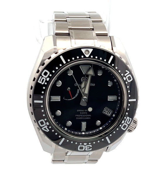 Mens Grand Seiko Spring Drive Diver Watch With Titanium Strap Authentic Luxury Timepiece