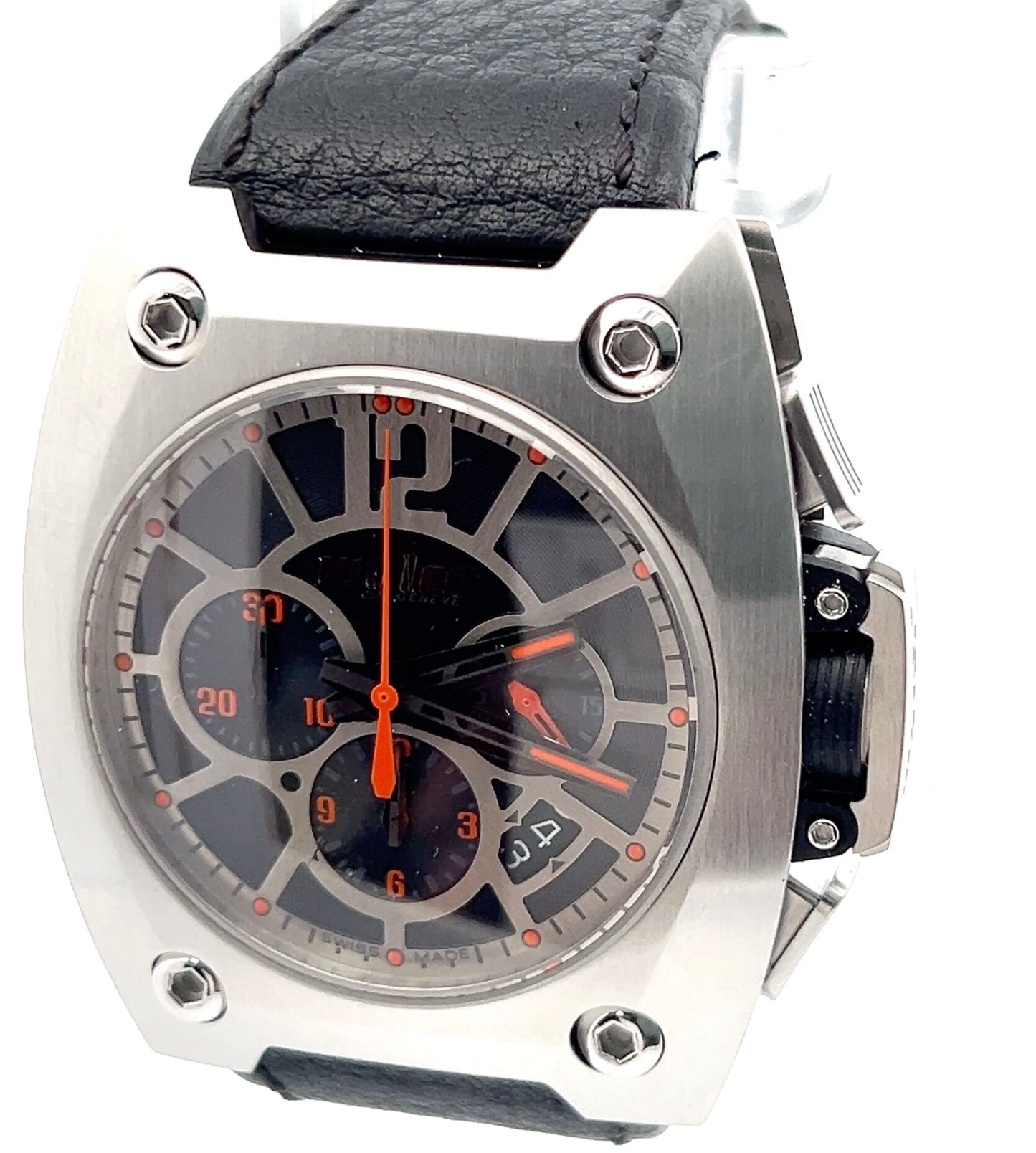 Mens Wyler Code R Chronograph Automatic Leather Watch