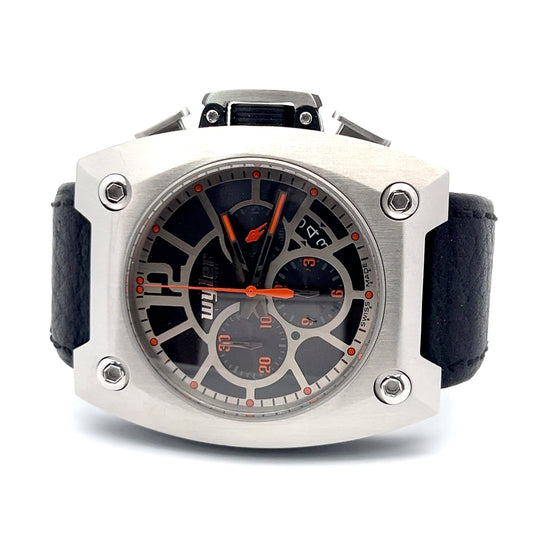 Mens Wyler Code R Chronograph Automatic Leather Watch