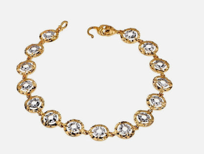 22K Yellow White Gold Two Tone Chain Bracelet Elegant Jewelry for Women