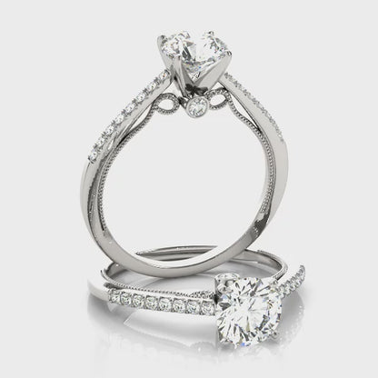 14K White Gold Engagement Rings Single Row Prong Set With 0.36 TCW Diamond (SI1-SI2, G-H)