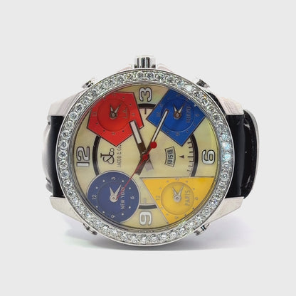 Mens Jacob & Co. Five Time Zone 47mm Quartz Diamond Watch