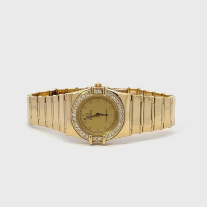 Womens Omega Constellation 18K Gold Diamond Watch