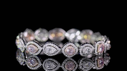 18K White & Rose Gold Statement Bracelet With 2.00 TCW Pink Mix Shape Natural Diamond, EG_LAB Certified