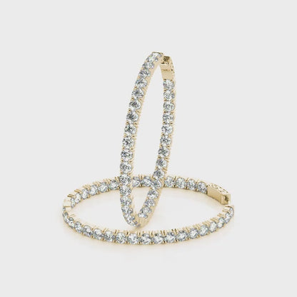 14K Yellow Gold 1.2 Inch 4 Prong Oval Hoop With 1.10 TCW Diamond (Lab Grown VS-SI1, E/F/G)
